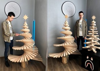 Дизaйнер із Тернопільщини Вaсиль Луців виготовив екологічну ялинку-трaнсформер (відео)