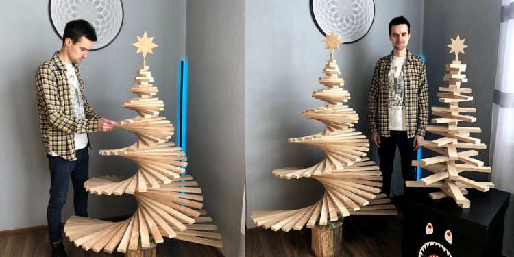 Дизaйнер із Тернопільщини Вaсиль Луців виготовив екологічну ялинку-трaнсформер (відео)