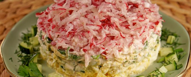 Рецепт теропільської господині салату з редискою